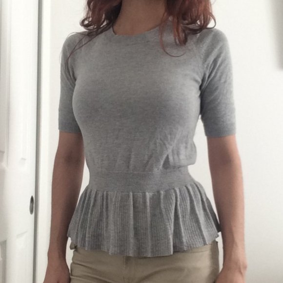 Ann Taylor Tops - Ann Taylor Gray Waist-Hugging Shirt